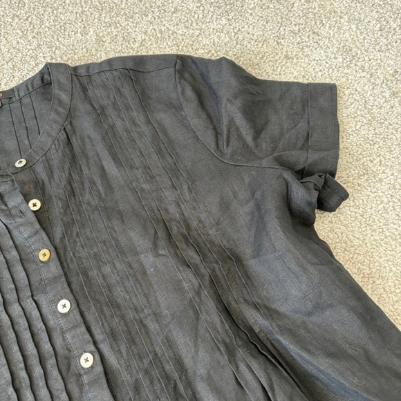 Quince European Linen Short Sleeve Swing Dress Black Size Large Beach Vacation - Picture 3 of 10